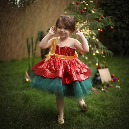 Lovely Christmas Princess Girl Dress for Kids Birthday Party Gown J712
