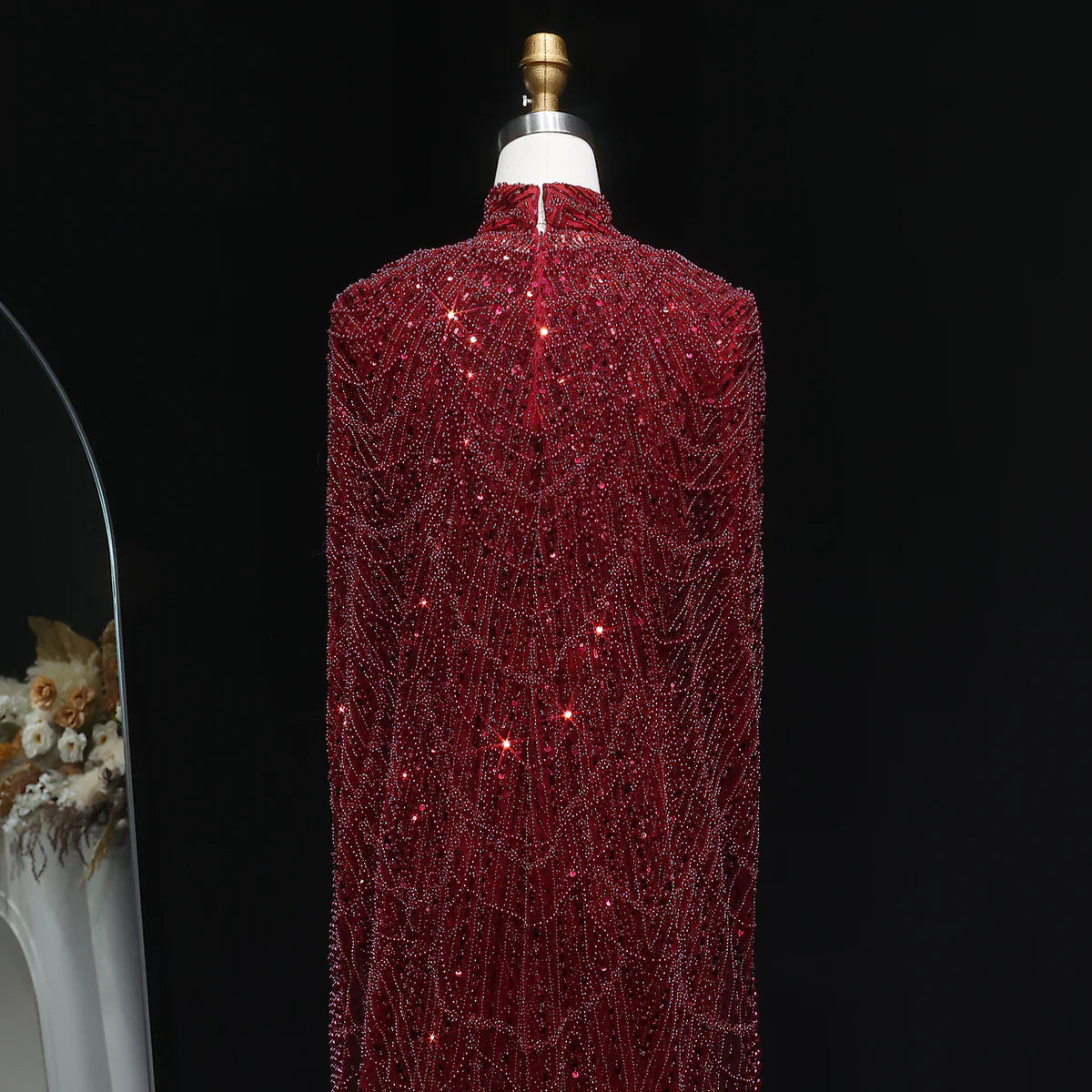 Nude Luxury Long Sleeves Muslim Evening Dresses with Cape SS369A