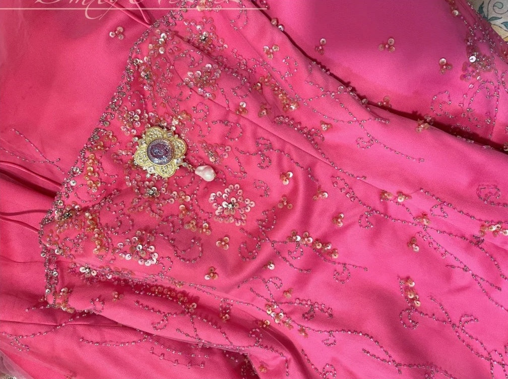 Pink Beaded Floral Elegant Long Satin Ball Gown Evening Dress Party Dress Bridesmaid Dresses gh4465