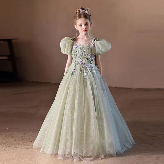Embroidered Tulle Flower Girl Dress Princess D302