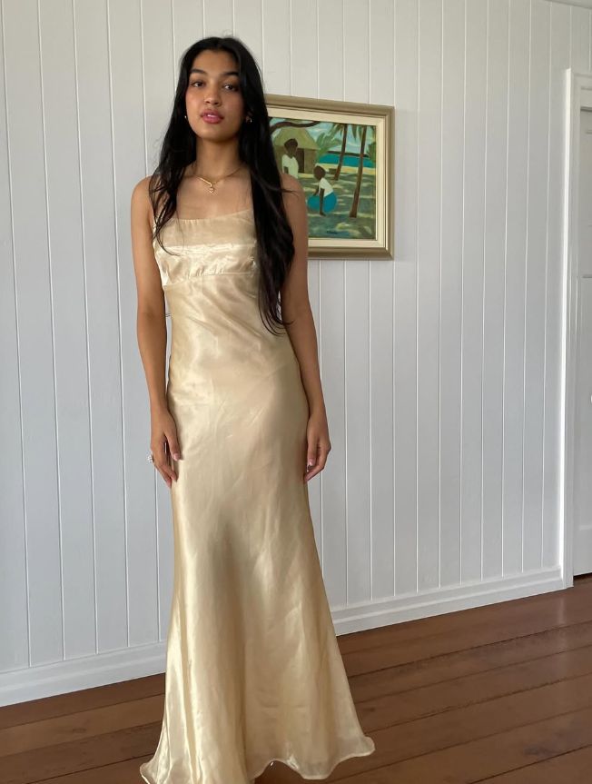 Simple Sheath Spaghetti Strap Satin Open Back Evening Dress Party Dress SH2688