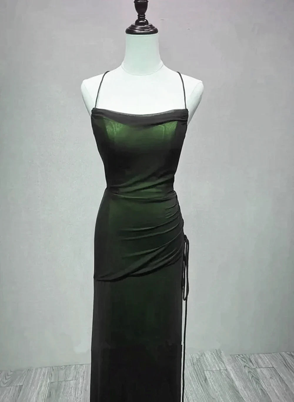 Unique Black and Green Straps Long Evening Dress, Black and Green Prom Dress Party Dress TP2142