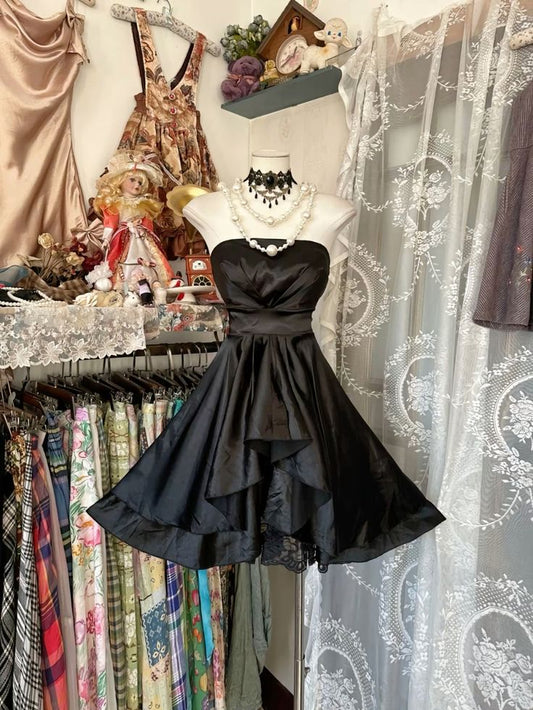 A-Line Sleeveless Short Black Prom Dress Homecoming Dresses TP2379