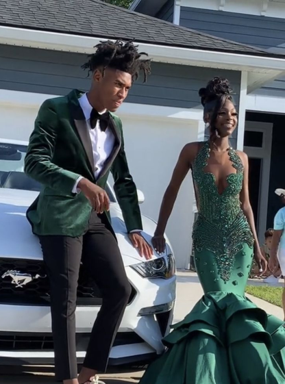 Stunning Mermaid Party Wear Gown Green Prom Dresses