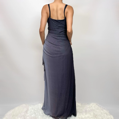 Charming A Line Spaghetti Strap Beaded Navy Blue Ombre Chiffon Party Dress Evening Dress SH2794