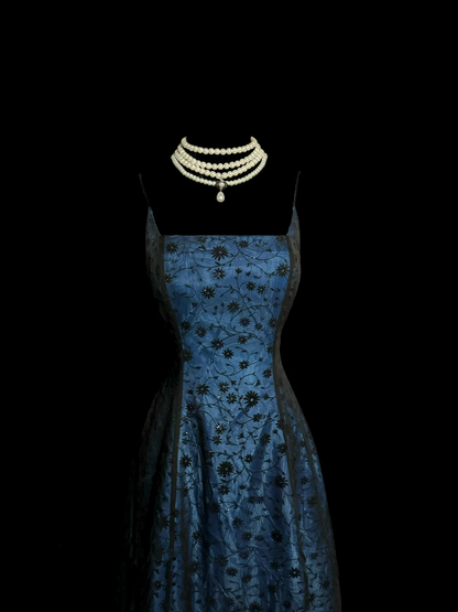 Vintage A Line Spaghetti Straps 1950s Retro Classy Lace Navy Blue Prom Dresses Party Dress 21st Birthday Outfits Graduation Dresses W862