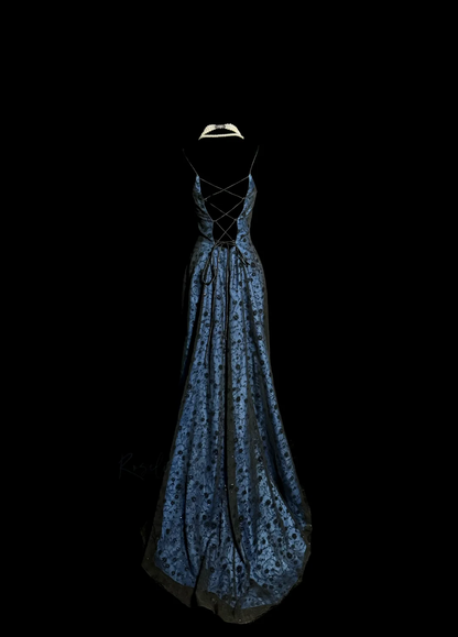 Vintage A Line Spaghetti Straps 1950s Retro Classy Lace Navy Blue Prom Dresses Party Dress 21st Birthday Outfits Graduation Dresses W862