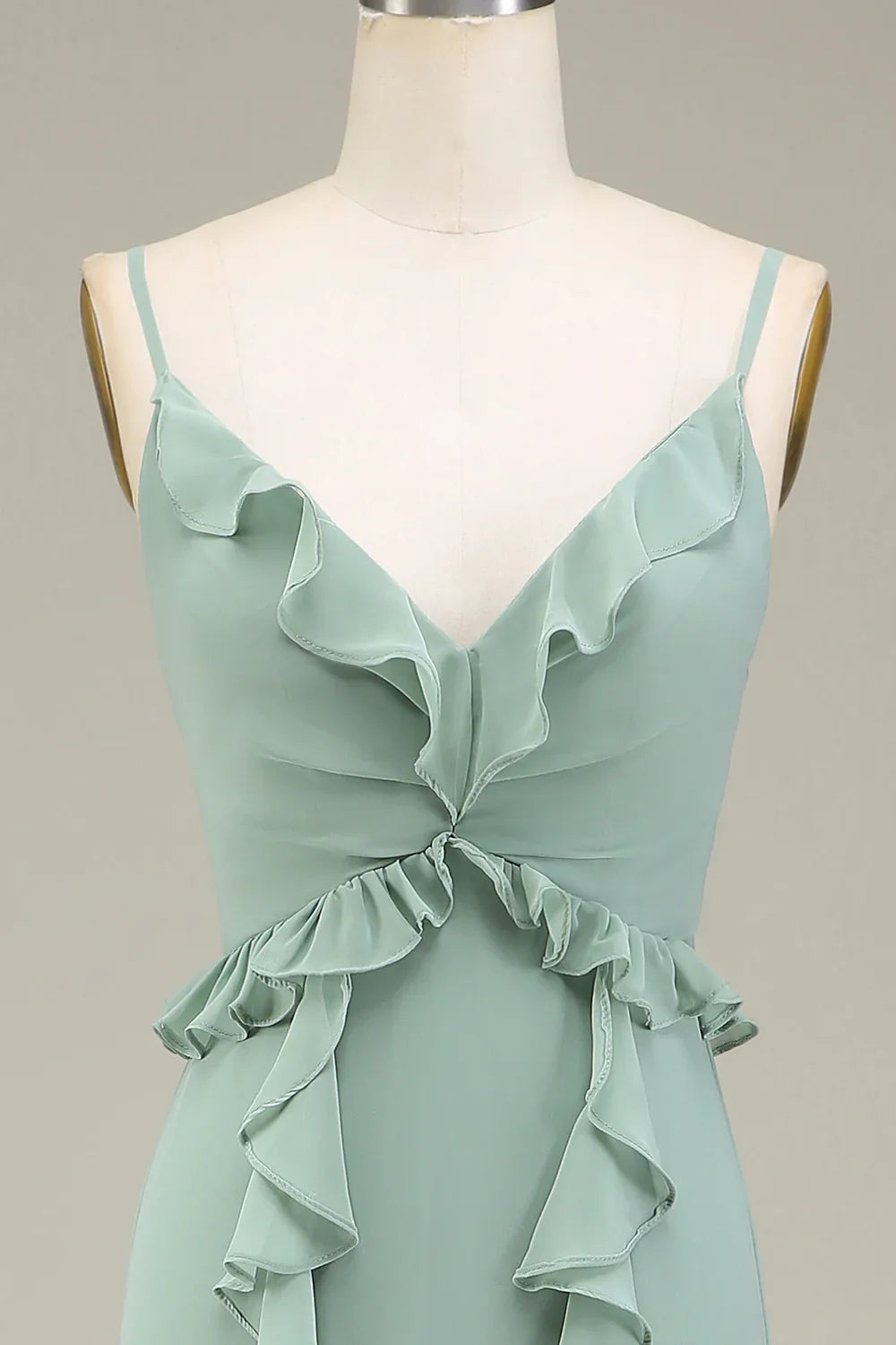 A-Line V-Neck Chiffon Bridesmaid Dress With Ruffles