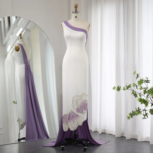White Lilac Butterfly Luxury Evening Dresses SS475