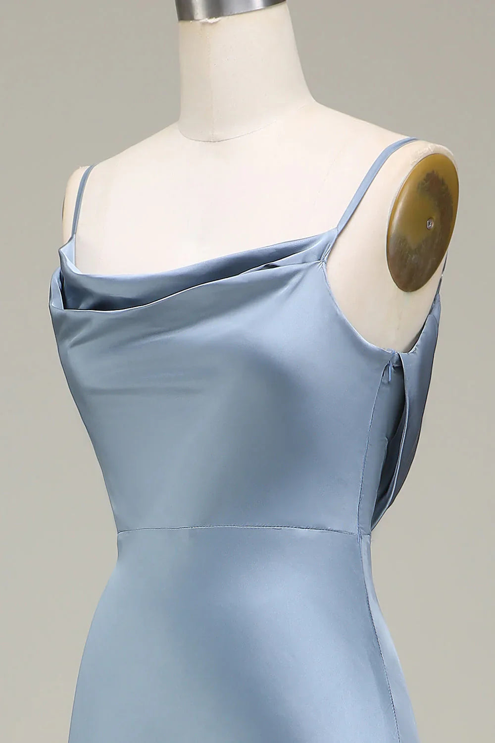 Sheath Spaghetti Straps Satin Long Bridesmaid Dress