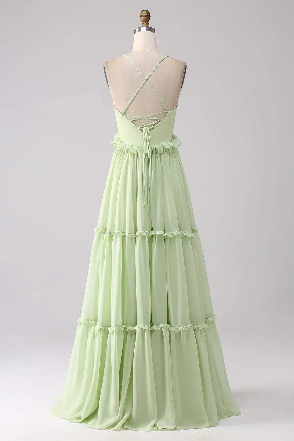 Ruffles A Line Bridesmaid Dress With Lace-Up Back