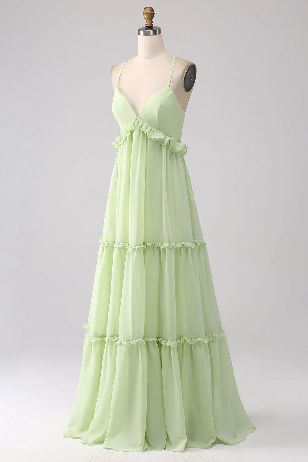 Ruffles A Line Bridesmaid Dress With Lace-Up Back