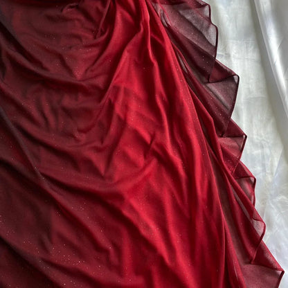 Xuewuba Dress Beautiful A line Straps Ombre Red Long Chiffon Prom Dress