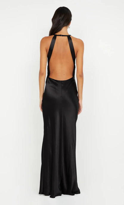 Xuewuba Dress Sexy Backless High Cowl Neck Sleeveless Evening Dress Royal Blue Prom Dress Sheath Side Slit Maxi Dress