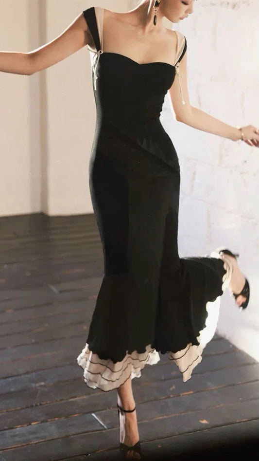 Xuewuba Dress Sexy Mermaid Straps Chiffon Black Prom Dresses Party Dress