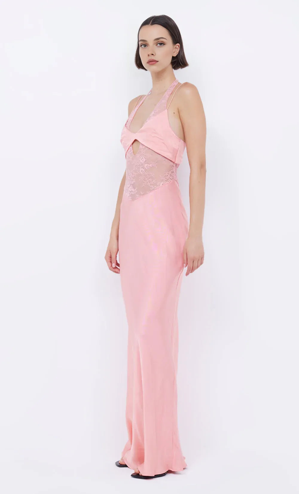 Xuewuba Dress Sexy Spaghetti Straps Halter Sleeveless Evening Dress Pink Prom Dress Sheath Maxi Dress