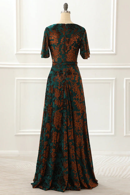 Burnout Velvet Dark Green Prom Dress