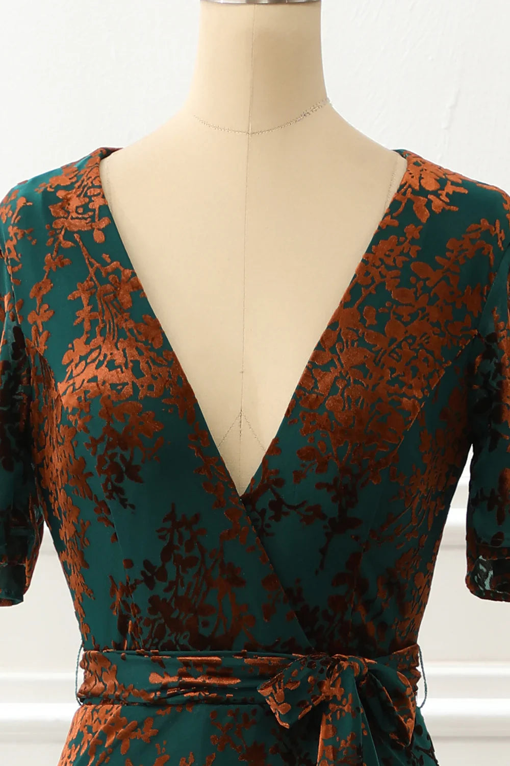 Burnout Velvet Dark Green Prom Dress