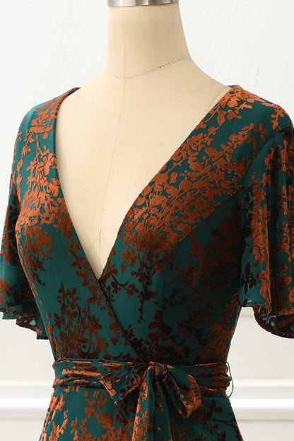 Burnout Velvet Dark Green Prom Dress