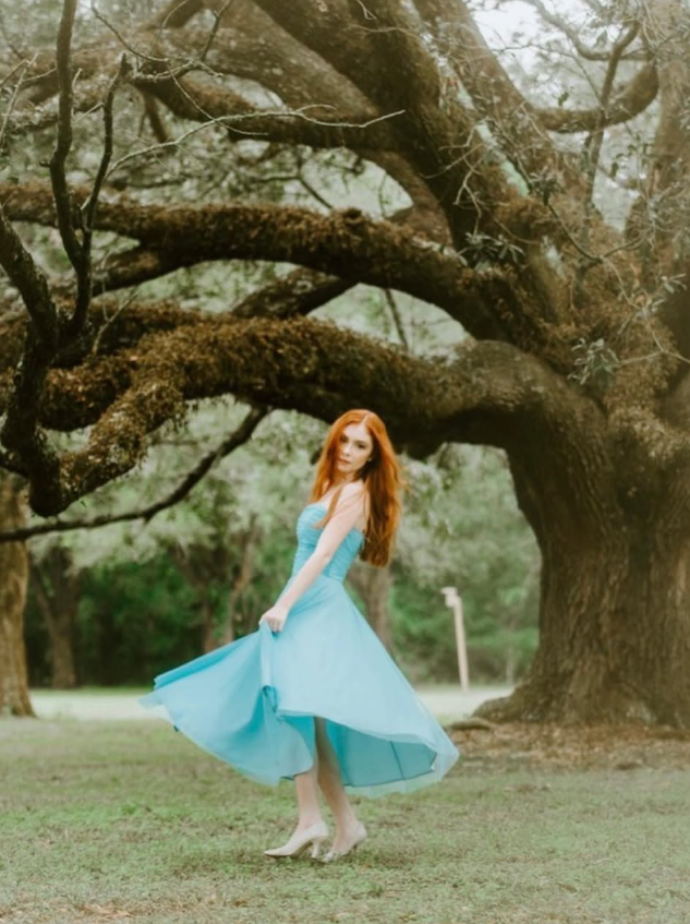 Cute A Line Strapless Appliques Blue Tulle Party Dress Evening Dress SH2811