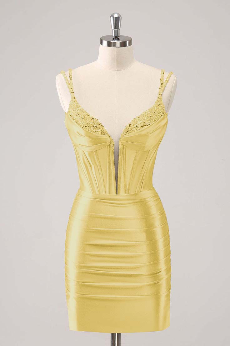 Spaghetti Strap Sleeveless Short Homecoming Dress With Beading HC0143