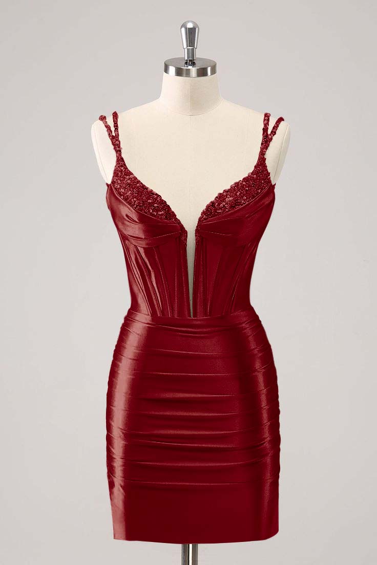 Spaghetti Strap Sleeveless Short Homecoming Dress With Beading HC0143