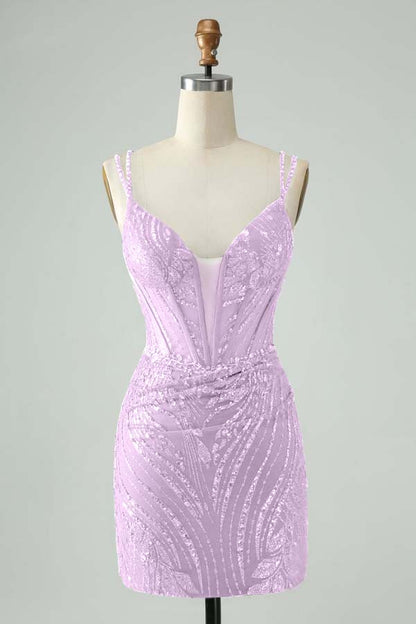 Spaghetti Strap Sleeveless Short Homecoming Dress With Appliques HC0130