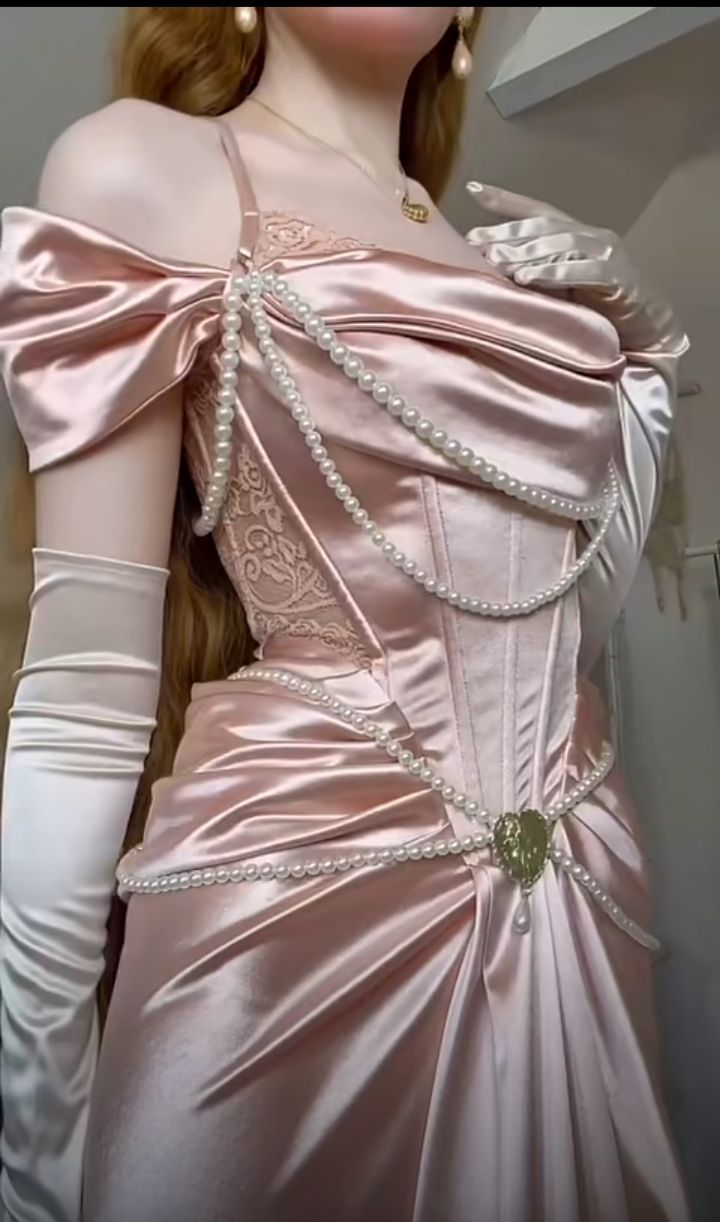 Pink vintage pearl beading long satin formal Prom dress evening dress party dress bridesmaid dresses gh4899