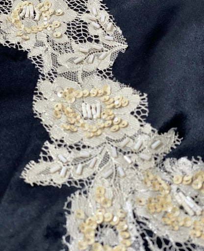 Vintage Mermaid Spaghetti Strap Appliques Black Chiffon Satin Party Dress SH2714