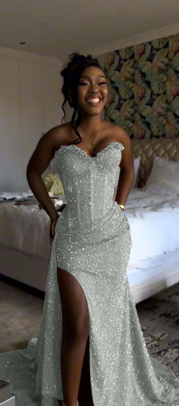Sweetheart Sleeveless Long Mermaid Prom Dress With Split Sequin BL0003