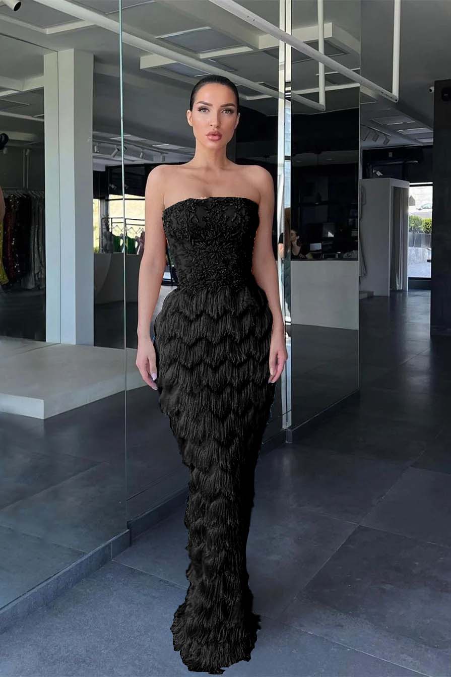 Charming Blue Prom Dress Off-the-Shoulder with Feather Beadings ED0535