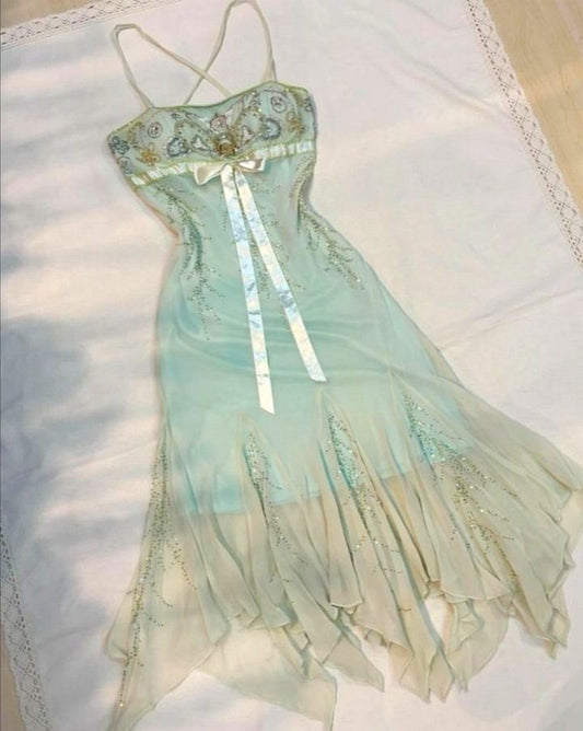 zelldressess-Light green beaded short chiffon homecoming dress birthday dress fairy gh5233