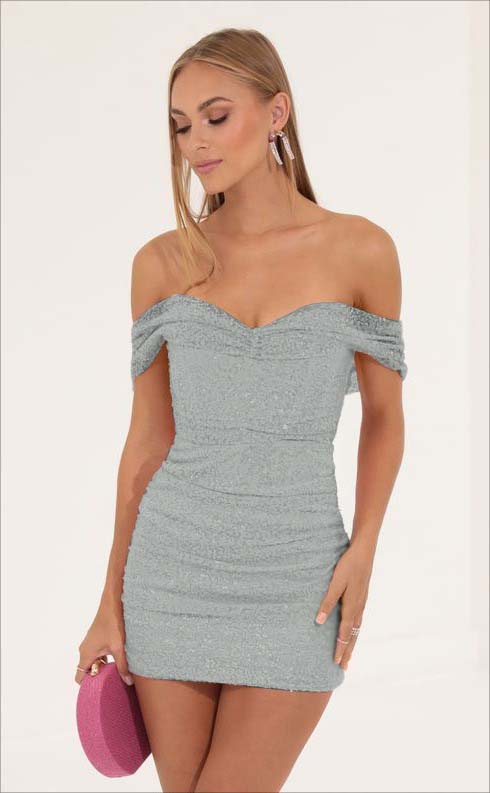 Tight Pink Sequins Off the Shoulder Strapless Pleated Short Homecoming Dress HC0010