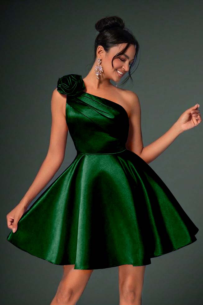 One Shoulder Sleeveless Short A Line Homecoming Dress With Pleated HC0183