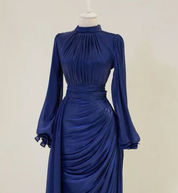 Burgundy Long Sleeve Evening Dress A-Line Prom Gown Party Dress gh4317