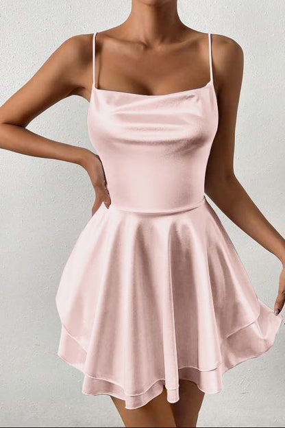 Sleeveless Spaghetti Strap Short Homecoming Dress With Ruffles HC0138