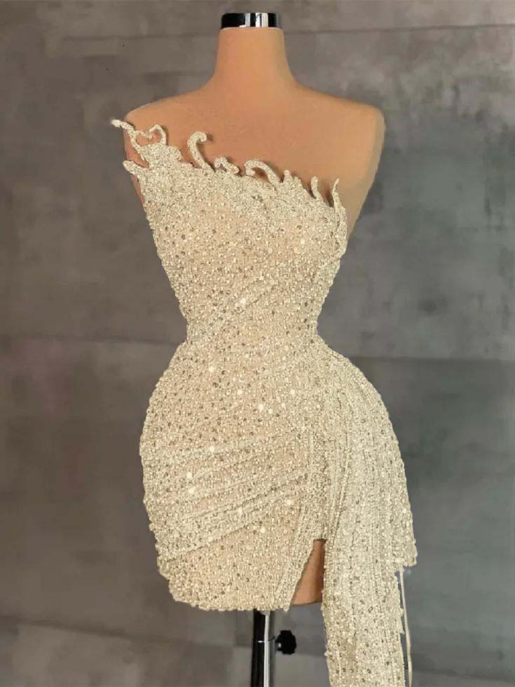 Sleeveless Beading Pleated Short Homecoming Dress With Ruffles HC0135