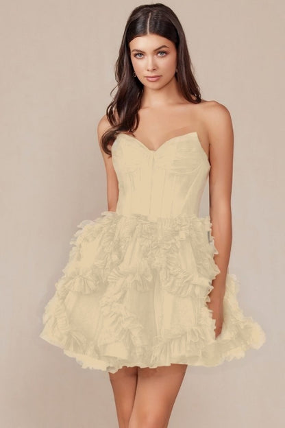 Tulle Sweetheart Sleeveless Short Homecoming Dress With Ruffles HC0123