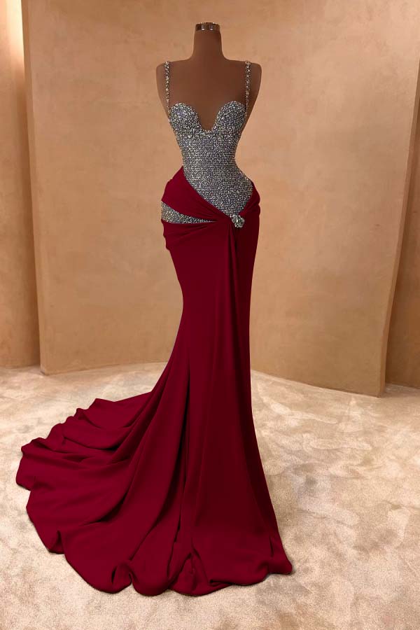 Spaghetti Strap Sleeveless Long Mermaid Prom Dress With Beading ZT0243