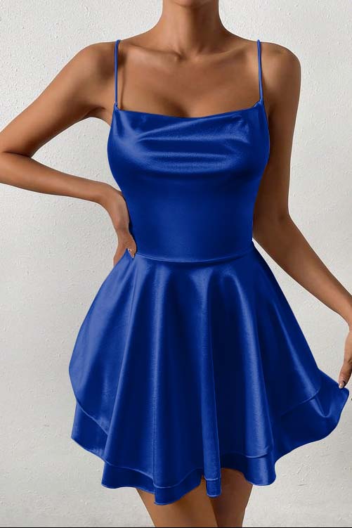 Sleeveless Spaghetti Strap Short Homecoming Dress With Ruffles HC0138