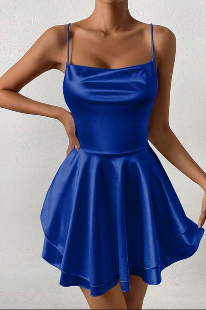 Sleeveless Spaghetti Strap Short Homecoming Dress With Ruffles HC0138