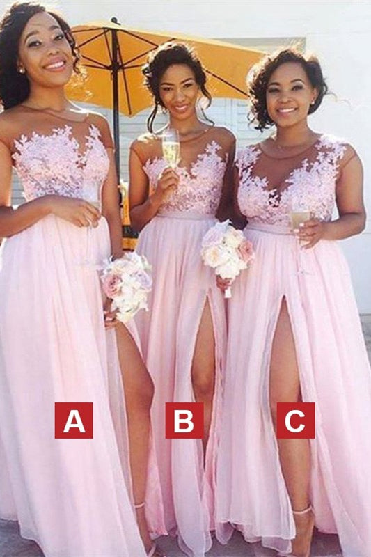 Cap Sleeve Bridesmaid Dress Split PD0269