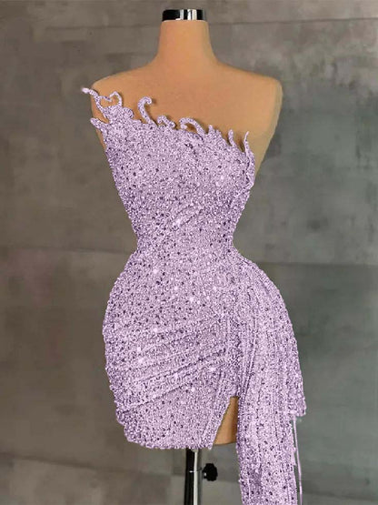 Sleeveless Beading Pleated Short Homecoming Dress With Ruffles HC0135