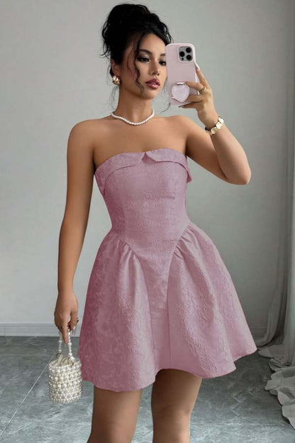 Strapless Sleeveless Short A Line Homecoming Dress With Embroidery HC0161