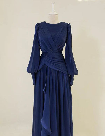 Burgundy Long Sleeve Evening Dress A-Line Prom Gown Party Dress gh4317