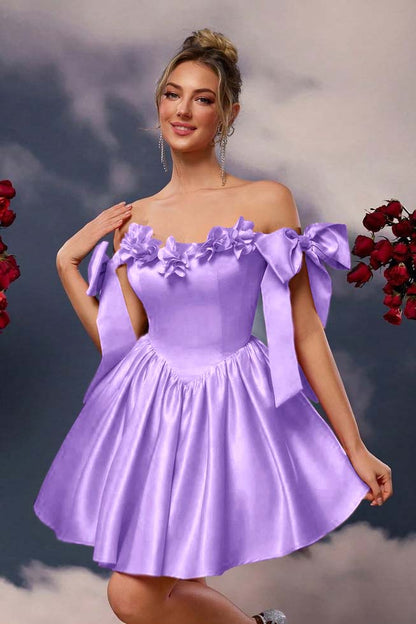 Off the Shoulder Sleeveless Short A Line Homecoming Dress With Pleated HC0171