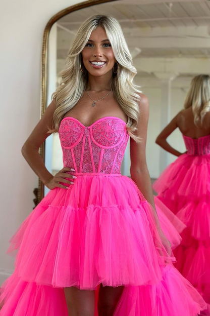 Beautiful Pink Prom Dress Sleeveless Tulle Gown With Train YL0113