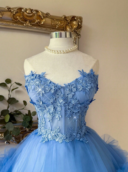 Charming Blue Sweetheart Homecoming Dress Mini with Applique CY0198