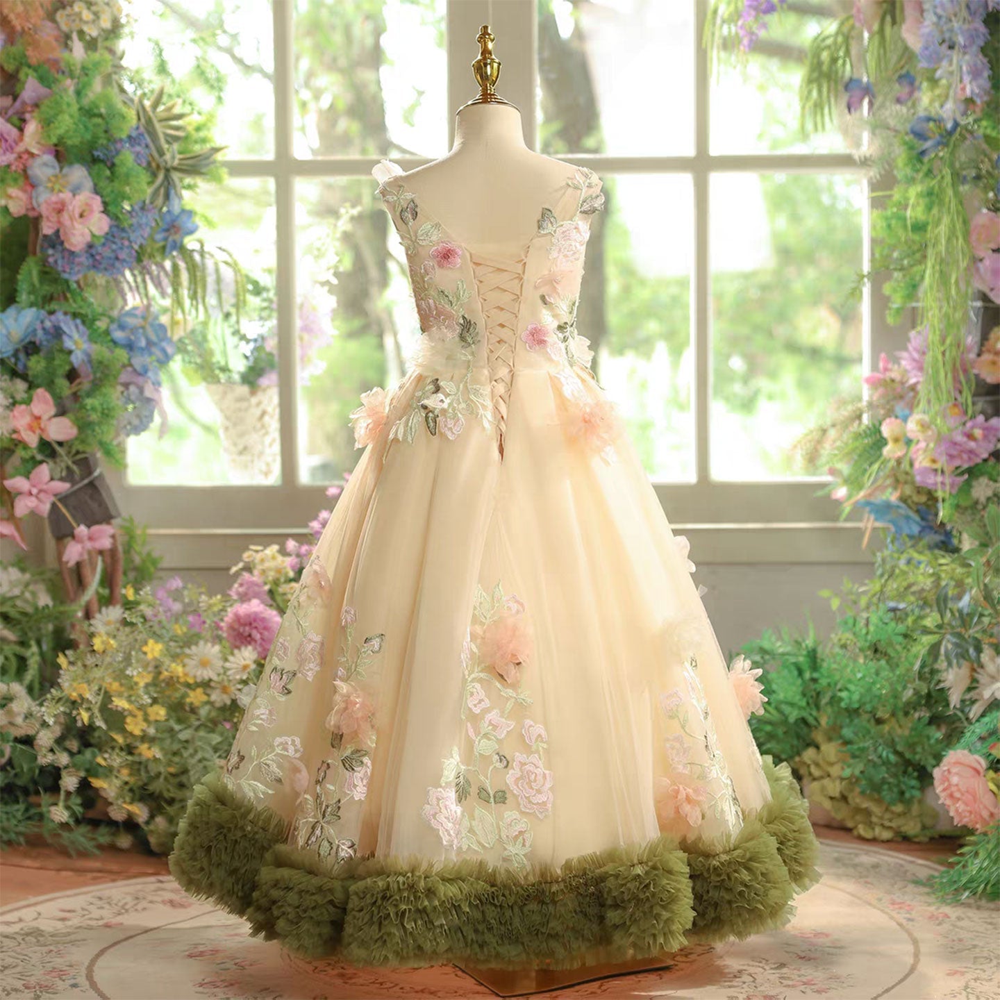 Luxury Princess Style Kids Flower Girl Gown for Birthday Party J601