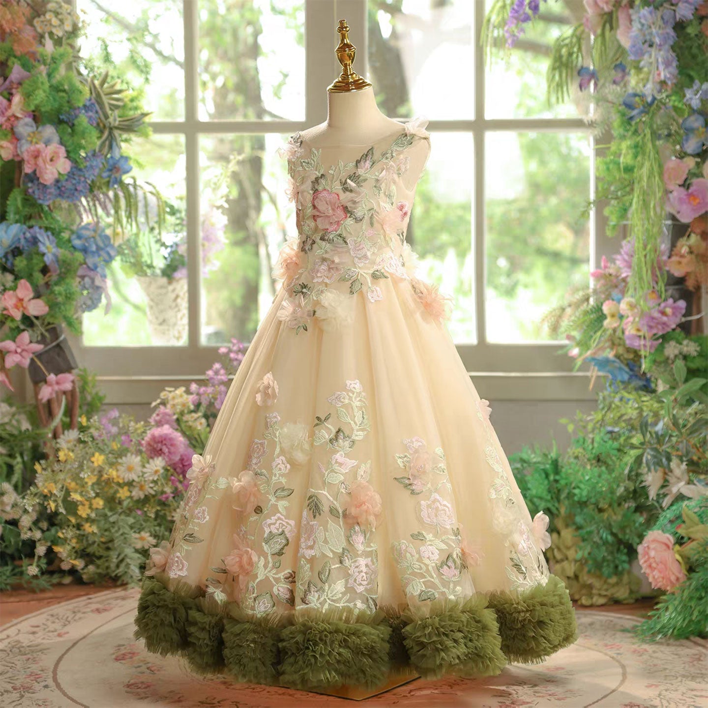 Luxury Princess Style Kids Flower Girl Gown for Birthday Party J601